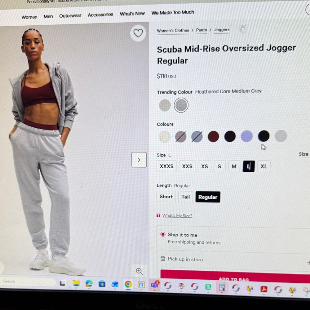 Lululemon Athletica Scuba Mid Rise Oversized Jogger in Heathered Gray - SHORT